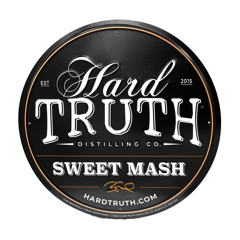 Circular Tin Tacker Hard Truth Sweet Mash Logo
